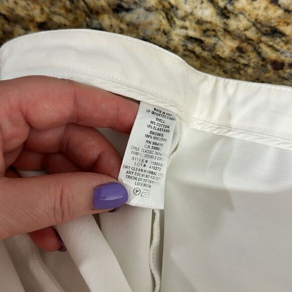 Theory White Cotton Blend Mid Rise Tapered Leg Pants Size 6 - Picture 5 of 9